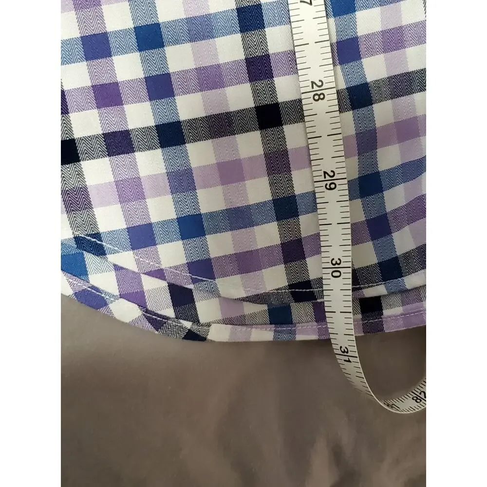 Banana Republic Non Iron Tailored Slim Fit Shirt Mens M Purple Blue Plaid Button